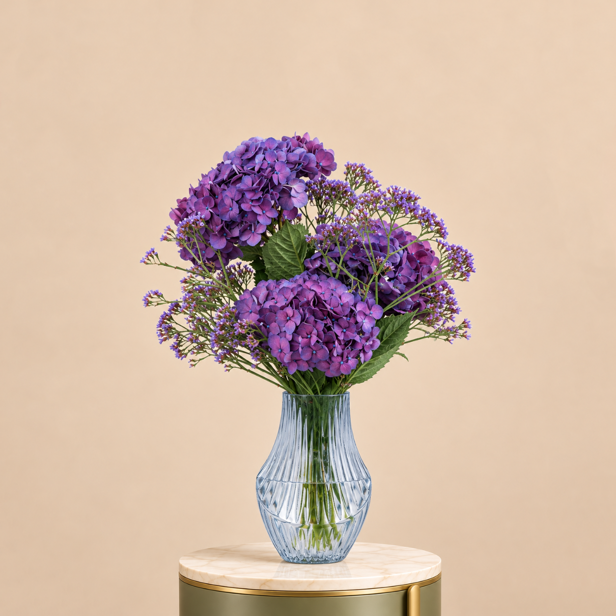 Purple Hydrangea Vase Arrangement | Flori Mart Qatar