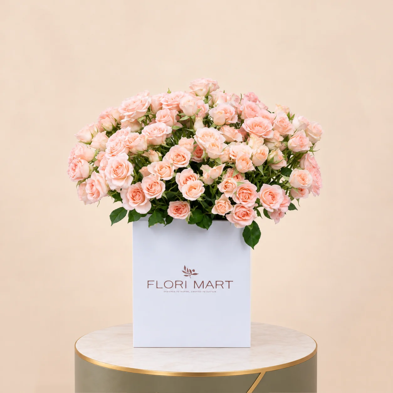 Blush Pink Spray Roses in White Flori Mart Box