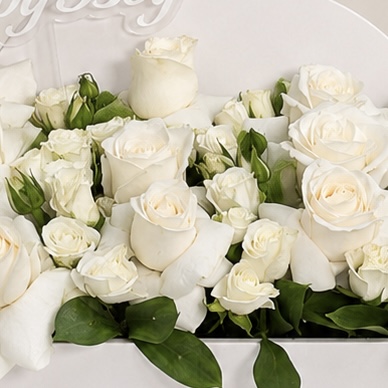 Welcome Baby Boy White Roses Box – Elegant Newborn Flower Arrangement 5