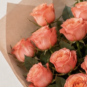 Luxury Small Peach Rose Bouquet | 15 Premium Peach Roses 6