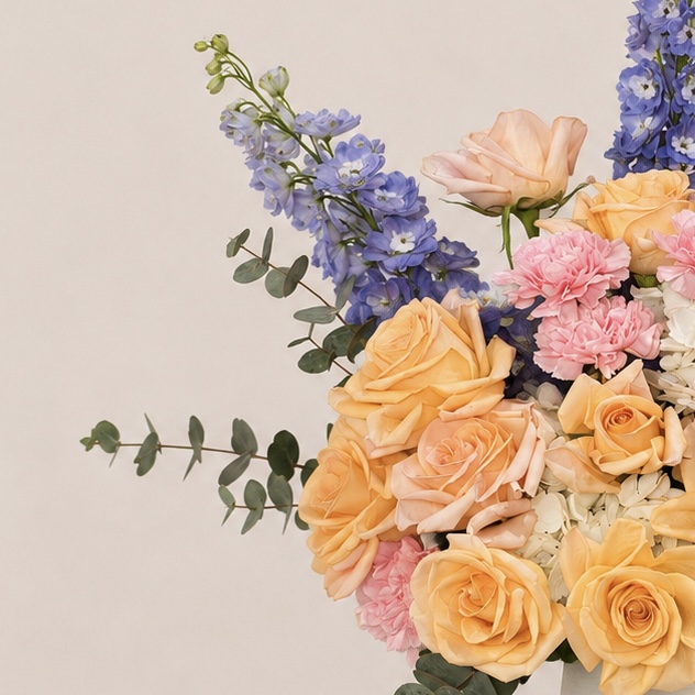 Luxury Mixed Flower Arrangement in White Ceramic Vase | Premium Fresh Flowers | Flori Mart Qatar 5