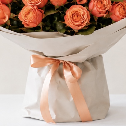 Luxury Medium Peach Rose Bouquet | 25 Premium Peach Roses 4