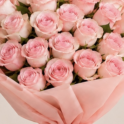 Premium Pink Rose Bouquet | Luxury Pink Roses Wrapped Bouquet | Flori Mart Qatar 6