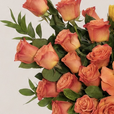Luxury Orange Roses & Yellow Chrysanthemums Arrangement in Crystal Glass Vase | Fresh Flowers | Flori Mart Qatar 4