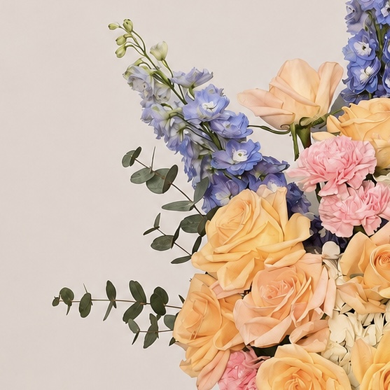 Luxury Mixed Flower Arrangement in Elegant Black Ceramic Vase | Roses, Hydrangea, Delphinium & Carnations | Flori Mart Qatar 4