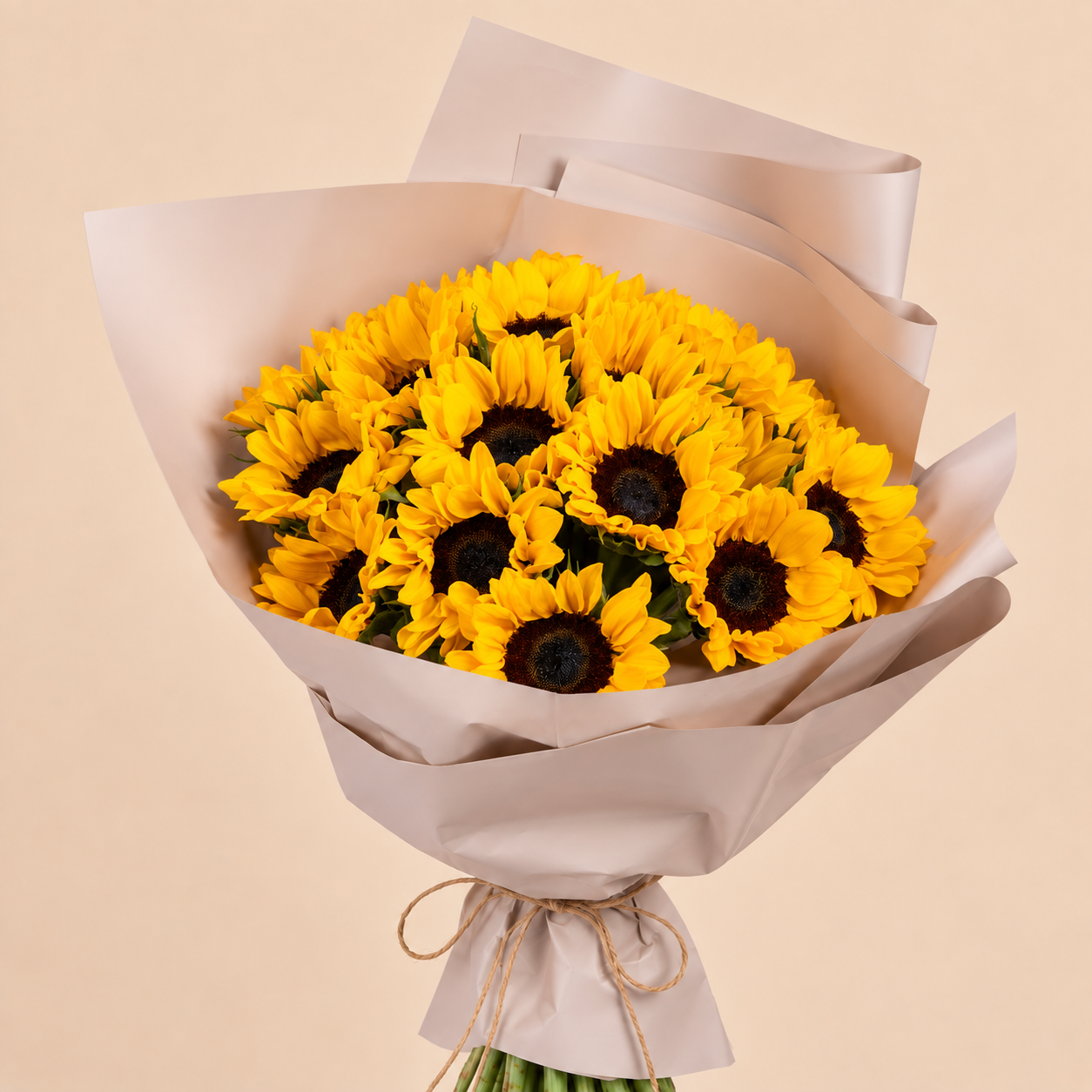 Sunflower Bouquet with Beige Wrap | 25 Sunflowers 3