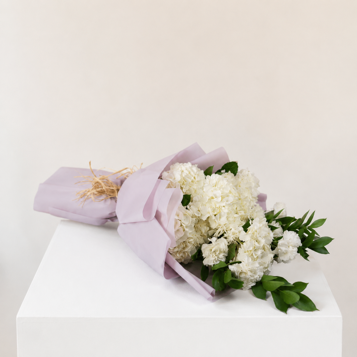 Luxury White Hydrangea & Carnation Bouquet | Elegant White Floral Gift