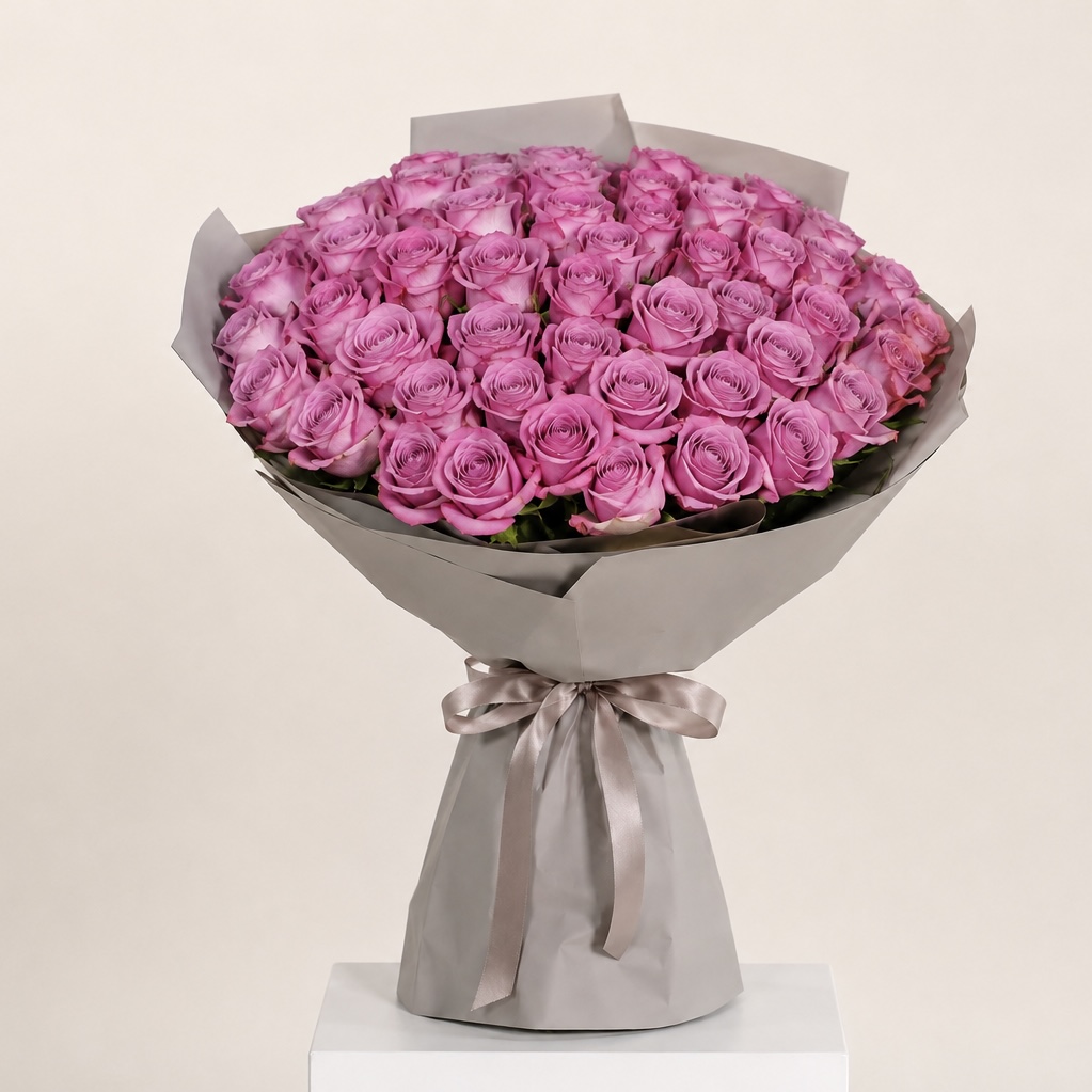 Luxury Large Lilac Rose Bouquet | 50 Premium Lilac Roses 3
