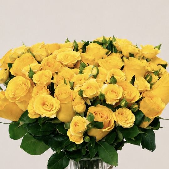 Luxury Yellow Rose Arrangement in Elegant Crystal Glass Vase | Premium Fresh Roses | Flori Mart Qatar 4