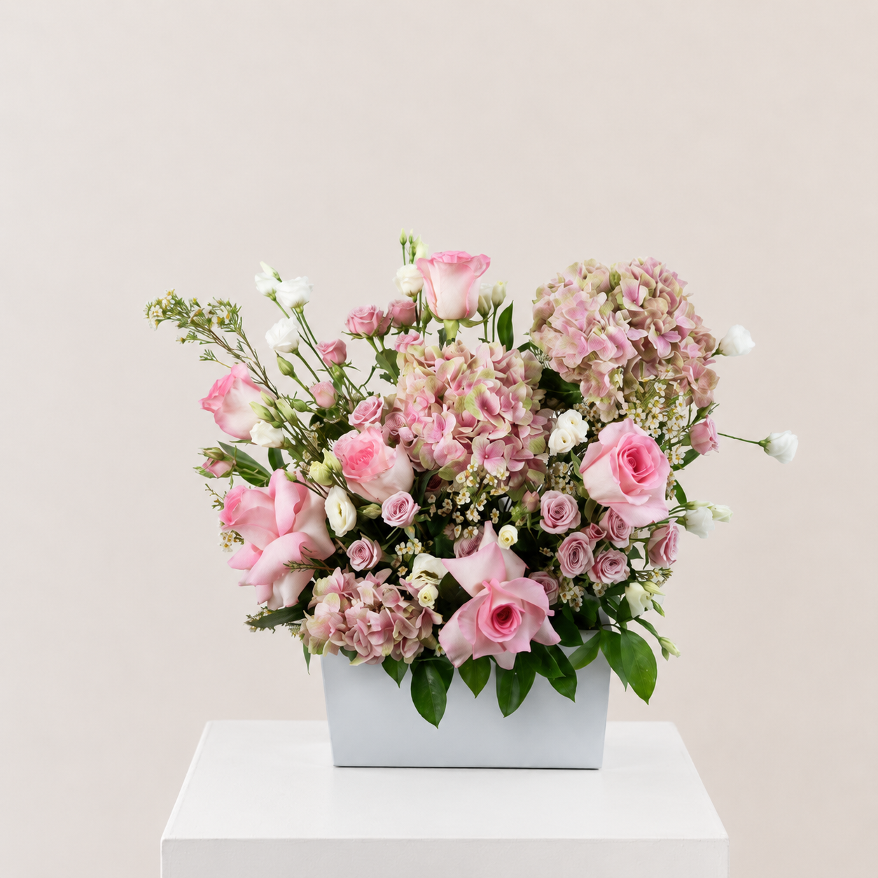 Luxury Pink Floral Arrangement | Roses, Hydrangeas & Lisianthus