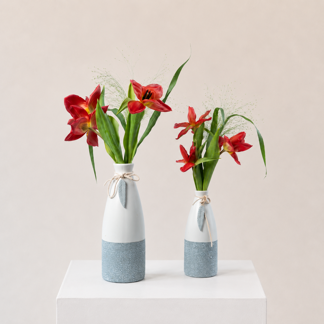 Luxury Red Floral Arrangement in Elegant Ceramic Vases | Premium Home & Office Flower Décor