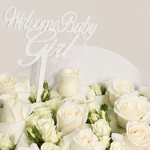 Luxury White Rose Box for New Baby Girl – Welcome Baby Girl 3