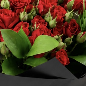 Luxury Red Spray Roses Bouquet | 20 Red Spray Roses with Elegant Black Wrap 2