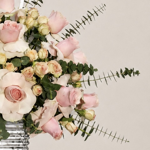 Get Well Soon Pink Roses & White Orchids in Luxury Glass Vase 5