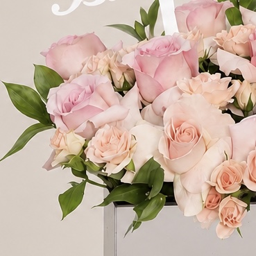 Luxury Happy Birthday Pink & Peach Roses in Mirror Box 5