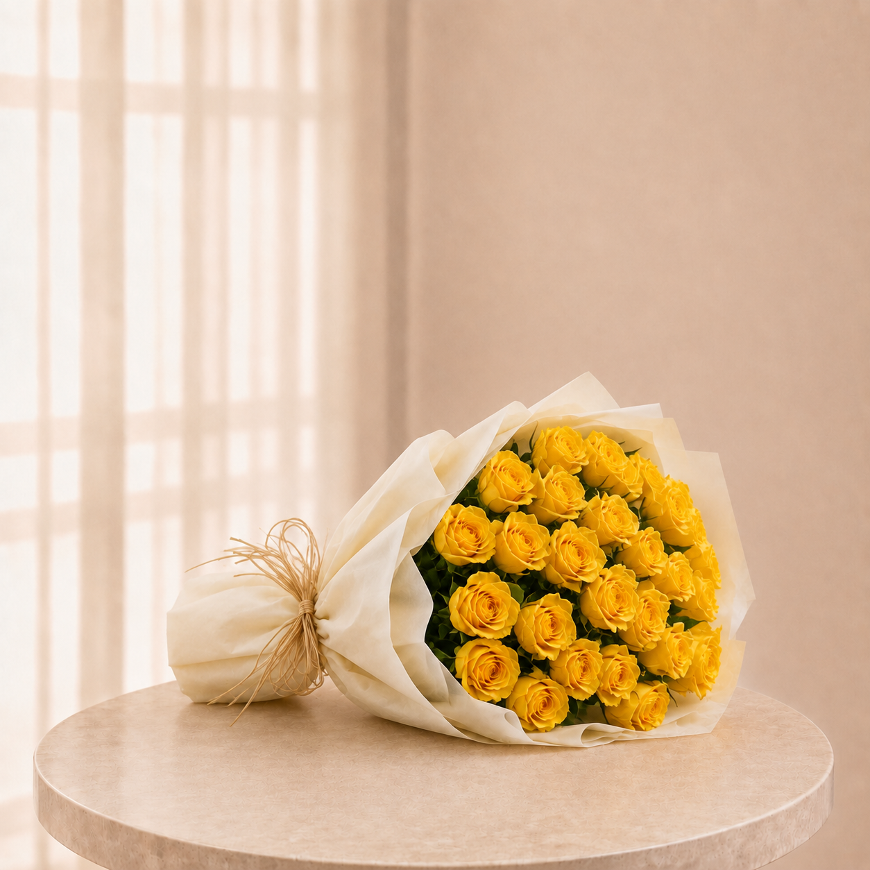 Medium Yellow Rose Bouquet | 25 Premium Yellow Roses