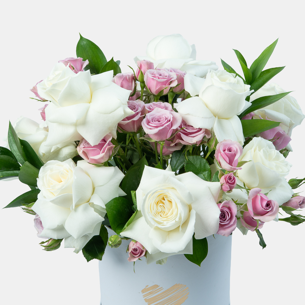 Just For You Rose Box Arrangement | White & Pink Roses Gift Box | Flori Mart Qatar 2