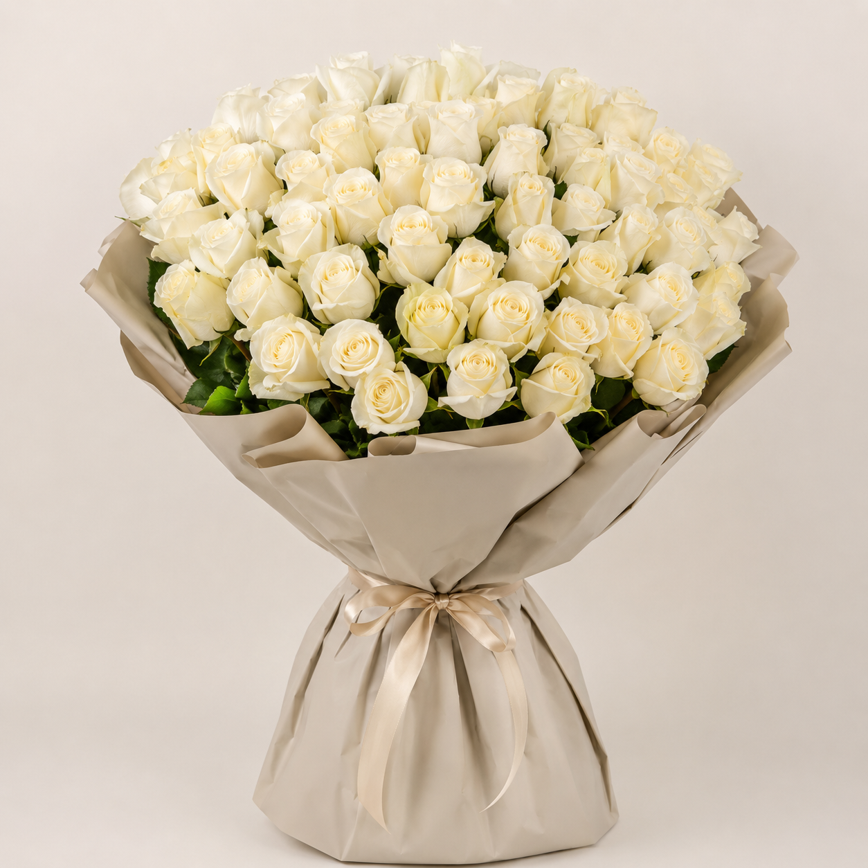 Luxury Large White Rose Bouquet | 50 Premium White Roses