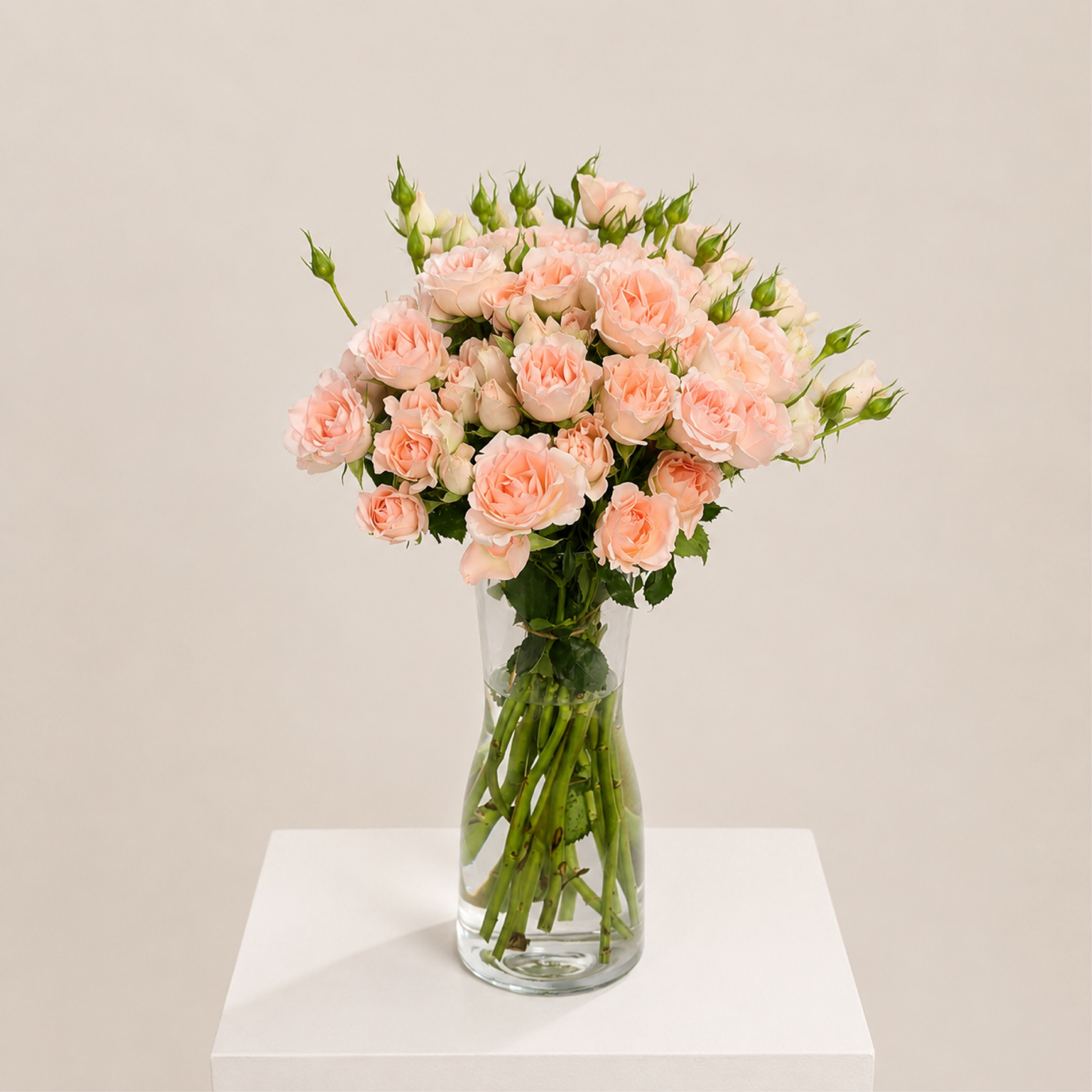 Luxury Pink Spray Rose Arrangement | Fresh Spray Roses in Elegant Glass Vase | Flori Mart Qatar 2