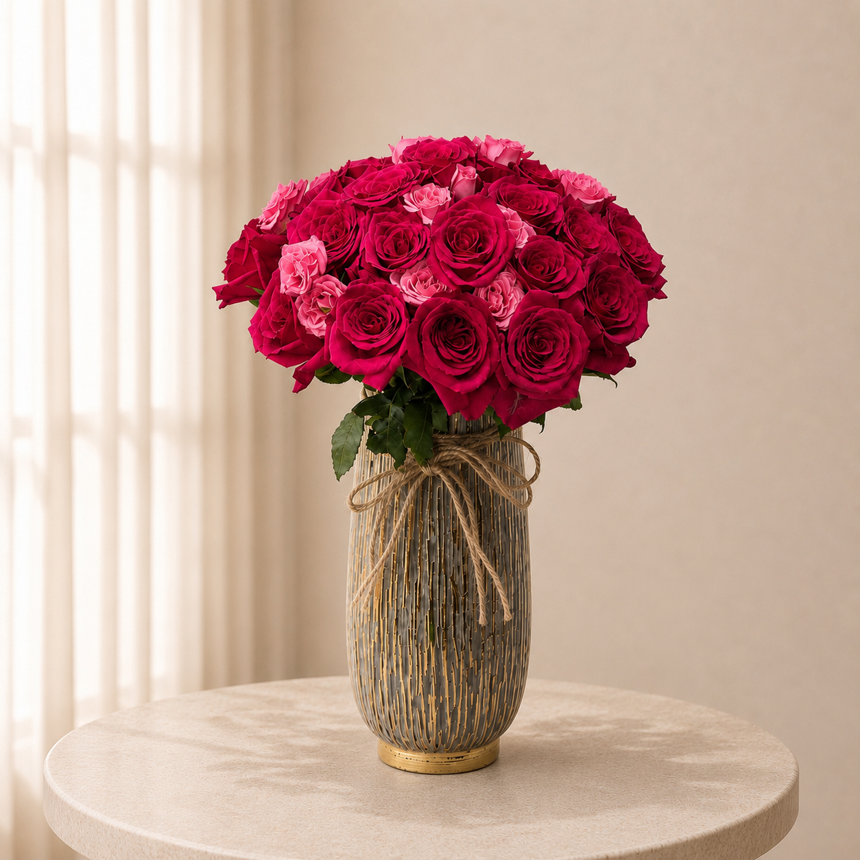 Luxury Pink & Red Rose Arrangement – Elegant Rose Vase for Special Occasions