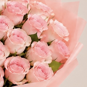 Premium Pink Rose Bouquet | Luxury Pink Roses Wrapped Bouquet | Flori Mart Qatar 5