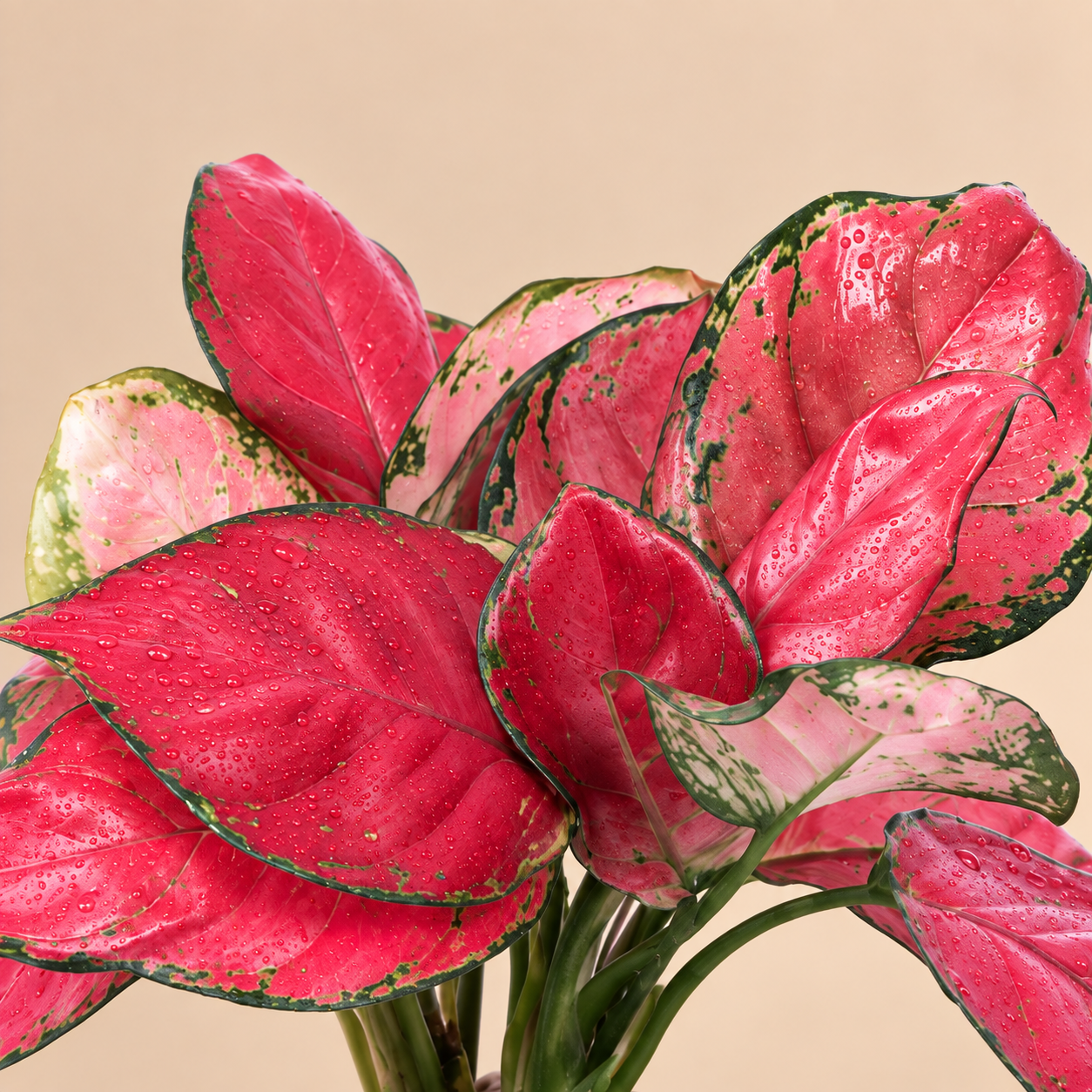 Pink Aglaonema Plant in Black Woven Pot 3
