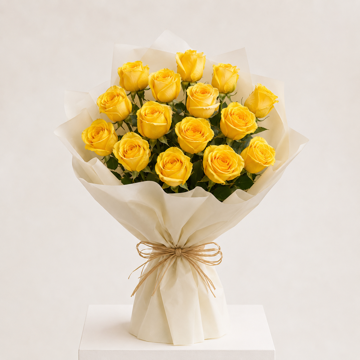 Small Yellow Rose Bouquet | 15 Fresh Yellow Roses 8