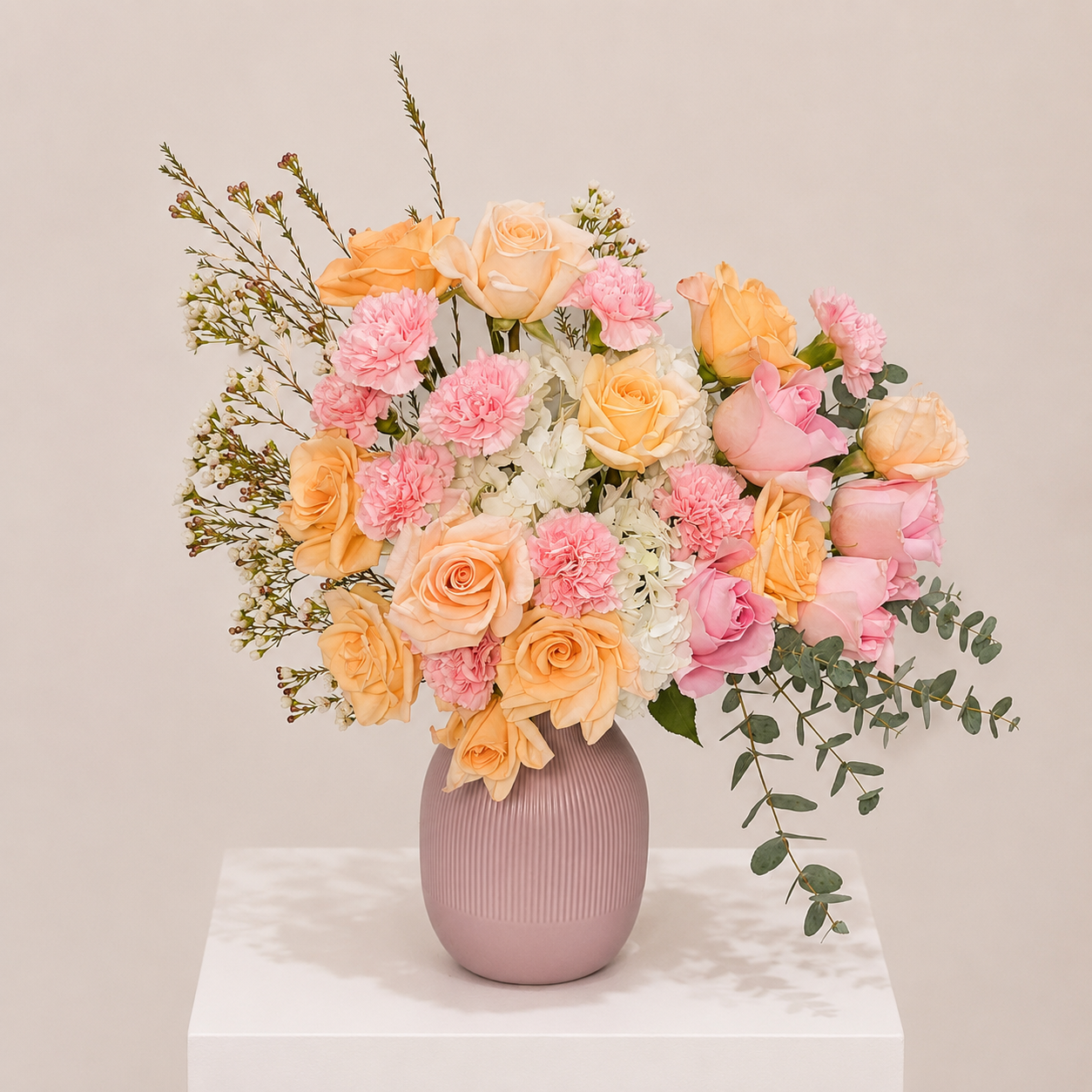 Luxury Pastel Flower Arrangement in Pink Ceramic Vase | Premium Fresh Flowers | Flori Mart Qatar 2