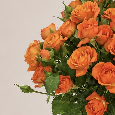 Luxury Orange Spray Roses Arrangement in Elegant Heart-Shaped Ribbed Glass Vase | Flori Mart Qatar 5