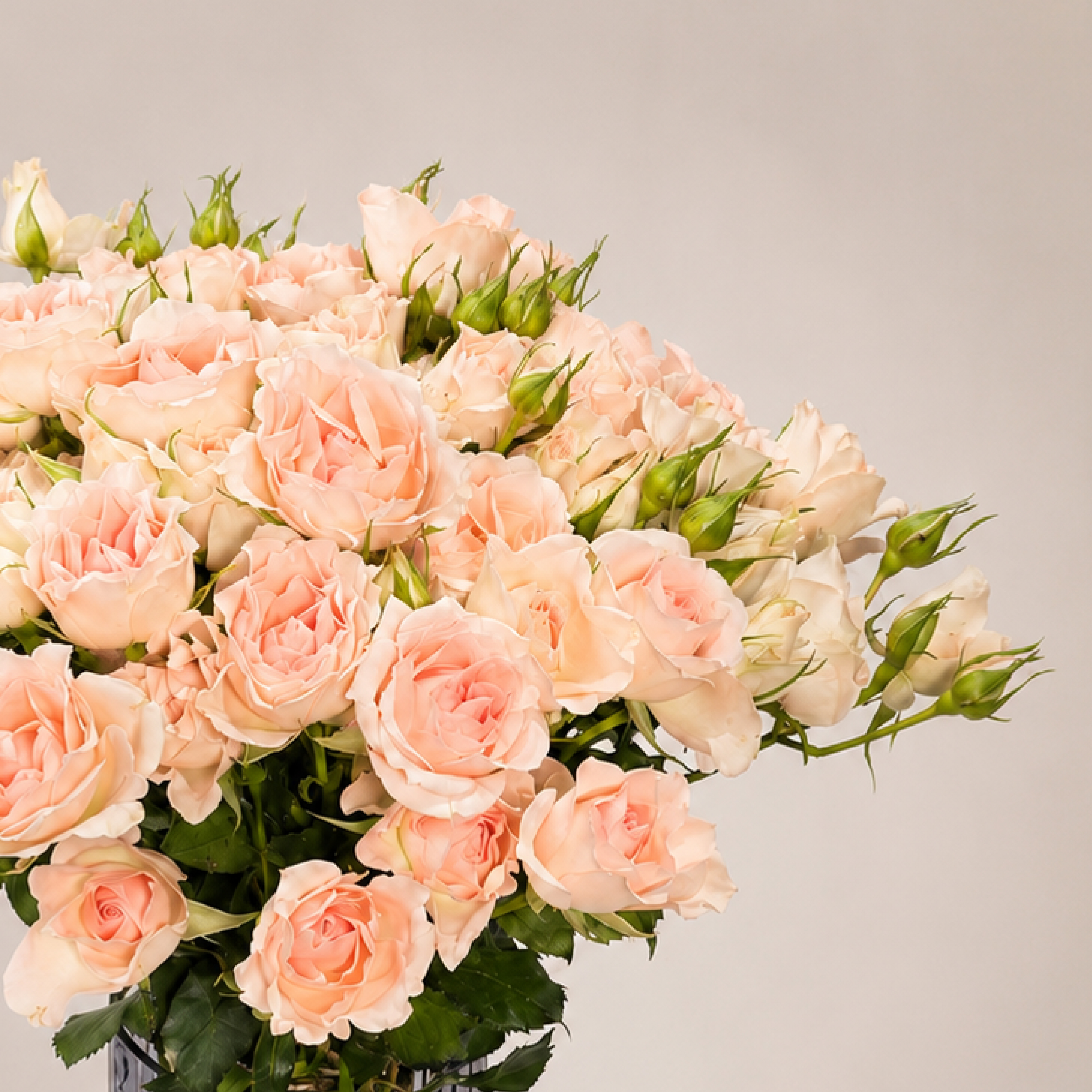 Luxury Peach Spray Rose Arrangement | Fresh Spray Roses in Elegant Glass Vase | Flori Mart Qatar 2