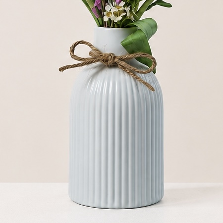 Lavender Tulip & Stock Flower Arrangement in Ceramic Vase | Elegant Spring Flowers | Flori Mart Qatar 2