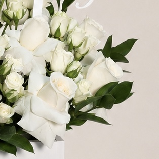 Luxury Happy Birthday White Roses in Elegant White Box 6
