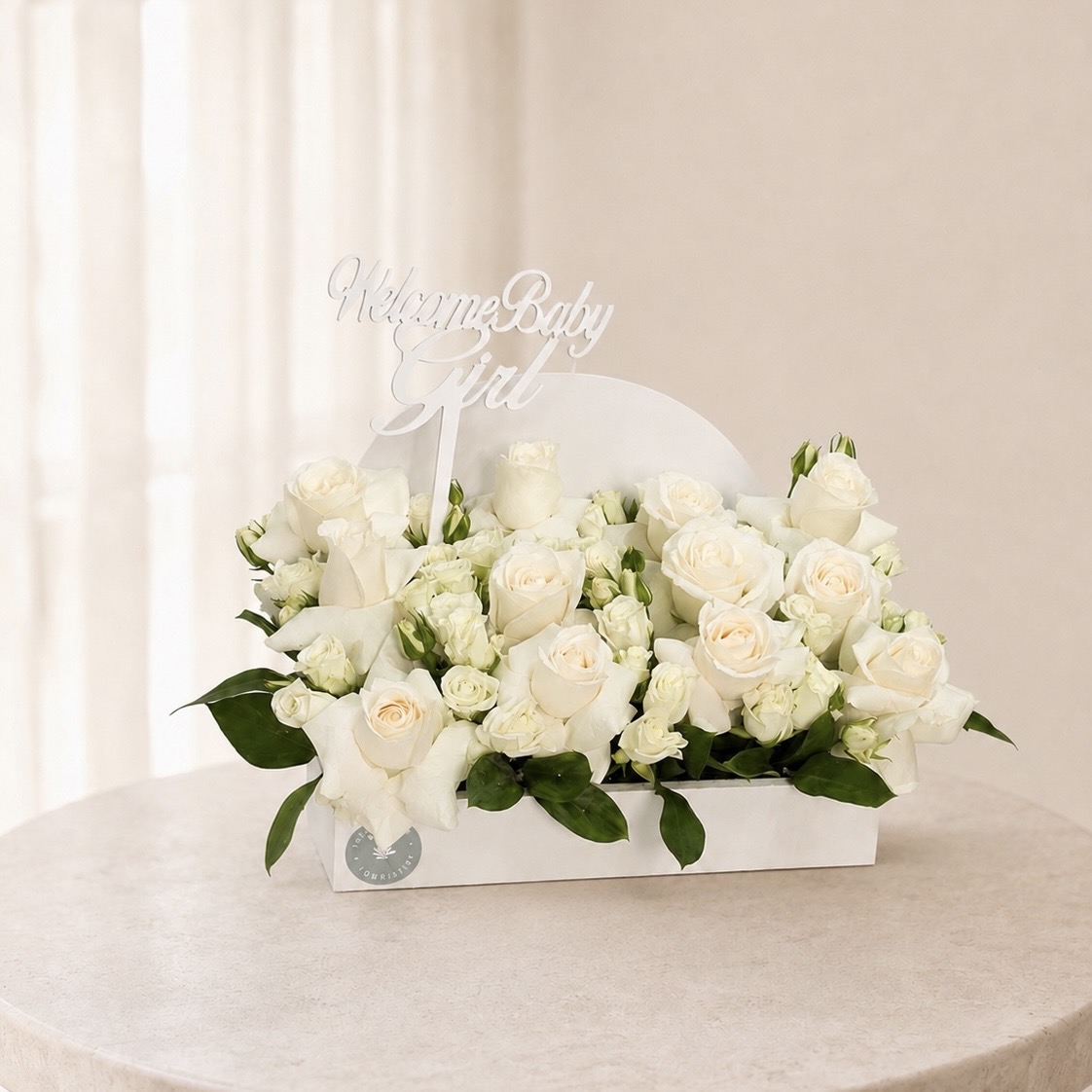 Luxury White Rose Box for New Baby Girl – Welcome Baby Girl