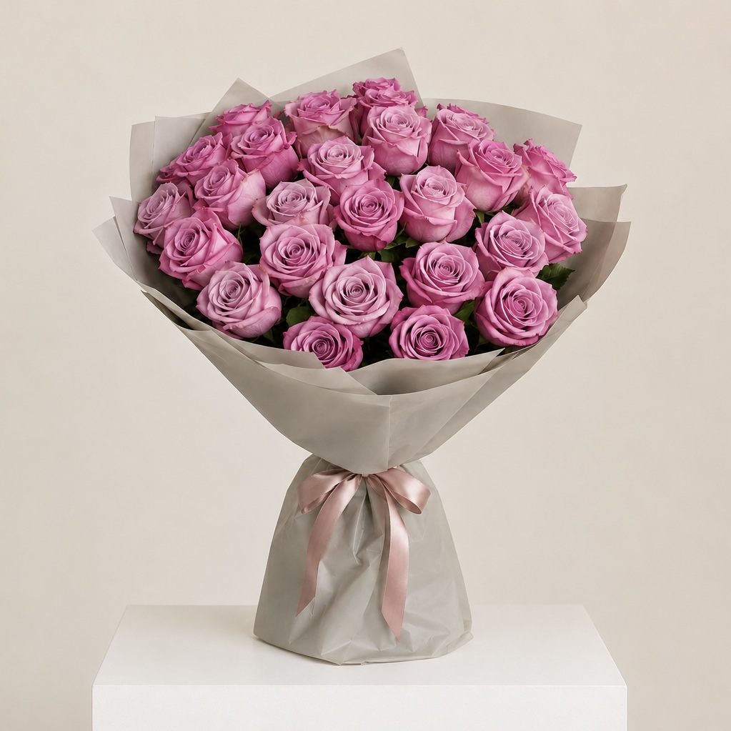 Luxury Medium Lilac Rose Bouquet | 25 Premium Lilac Roses 3