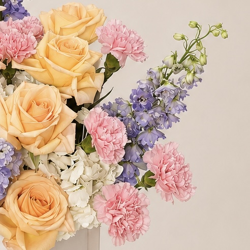Luxury Mixed Flower Arrangement in White Ceramic Vase | Premium Fresh Flowers | Flori Mart Qatar 4