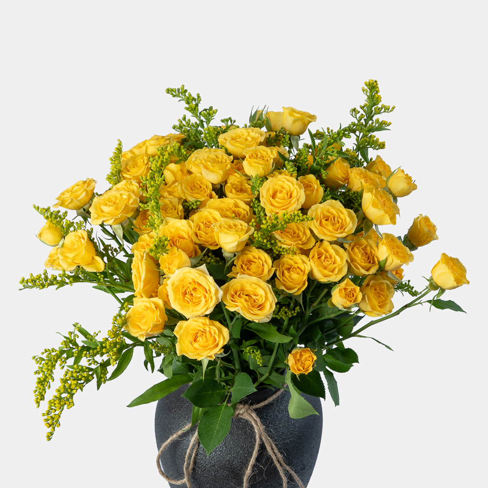Luxury Yellow Rose Arrangement in Elegant Black Vase | Cheerful Floral Gift 2