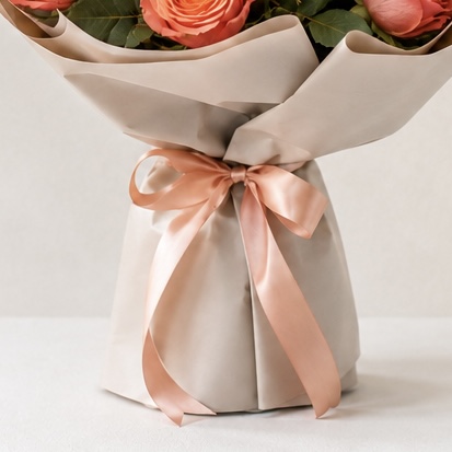 Luxury Small Peach Rose Bouquet | 15 Premium Peach Roses 5