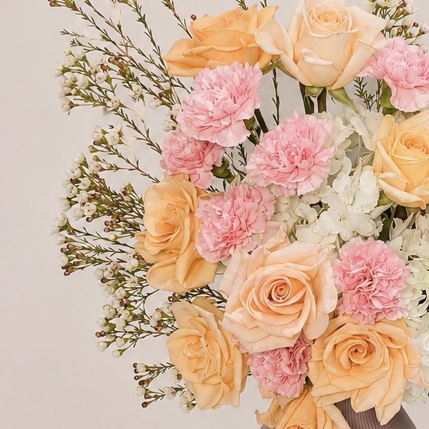 Luxury Pastel Flower Arrangement in Pink Ceramic Vase | Premium Fresh Flowers | Flori Mart Qatar 5