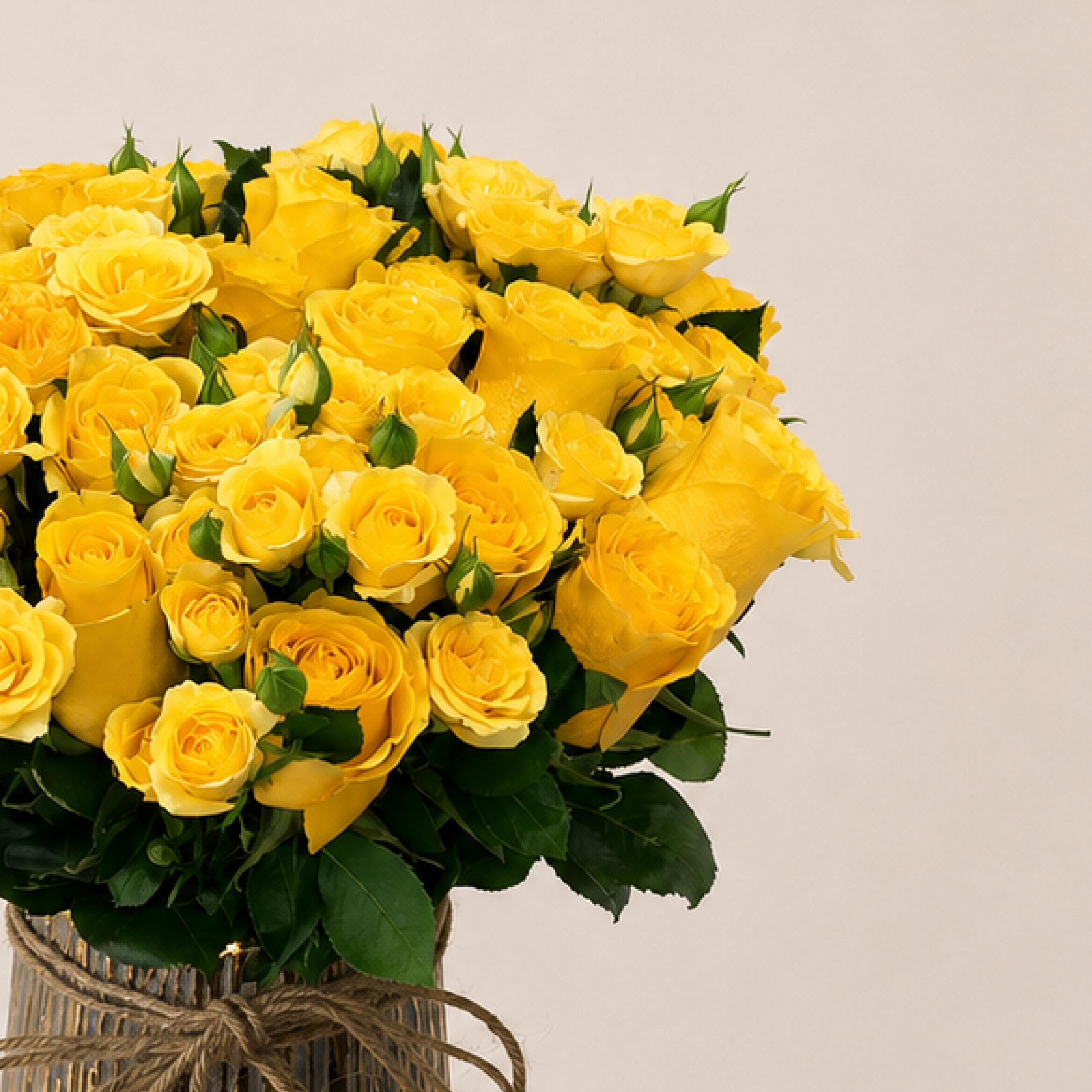 Luxury Yellow Rose Arrangement | Fresh Yellow Roses & Spray Roses in Elegant Metal Vase | Flori Mart Qatar 5
