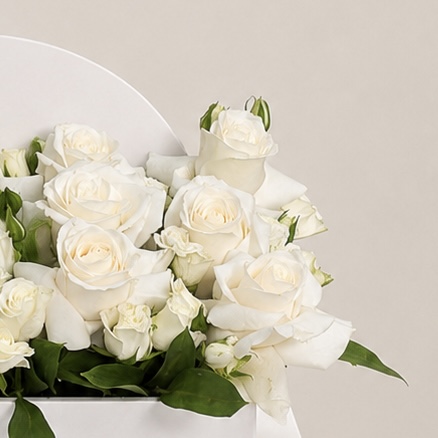 Welcome Baby Boy White Roses Box – Elegant Newborn Flower Arrangement 4
