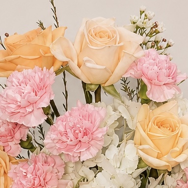 Luxury Pastel Flower Arrangement in Pink Ceramic Vase | Premium Fresh Flowers | Flori Mart Qatar 6