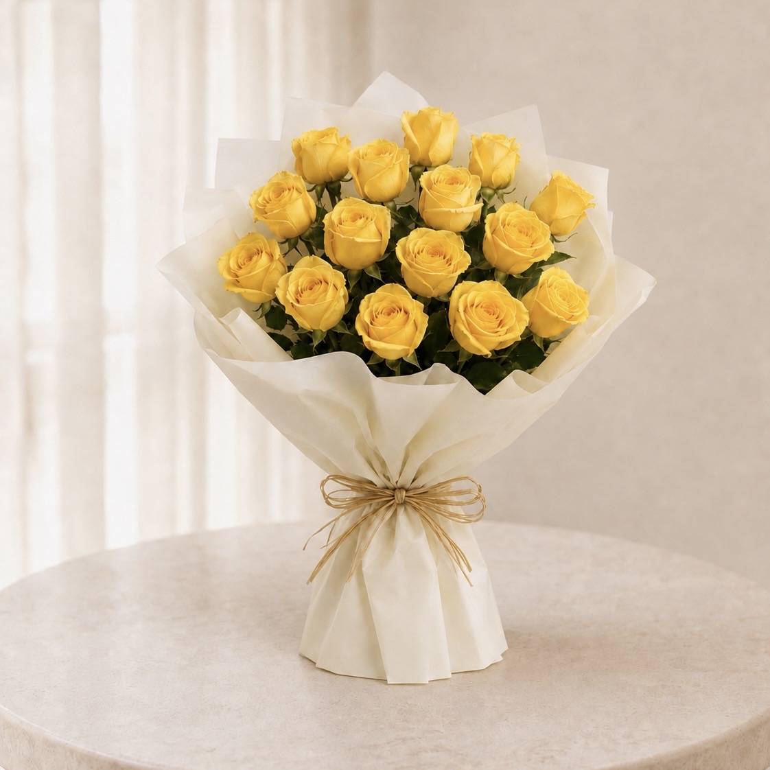Small Yellow Rose Bouquet | 15 Fresh Yellow Roses 2