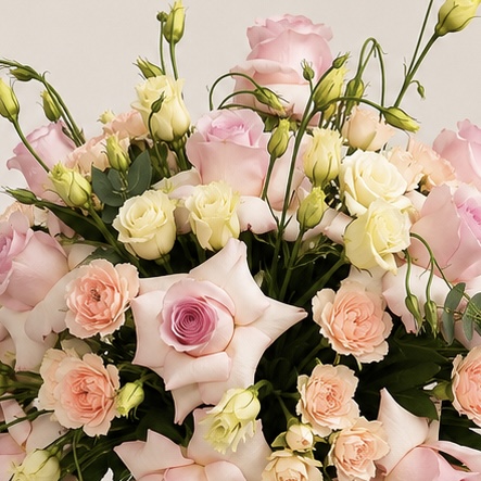 Pink & Peach Roses in Luxury Glass Vase – Elegant Floral Arrangement 7