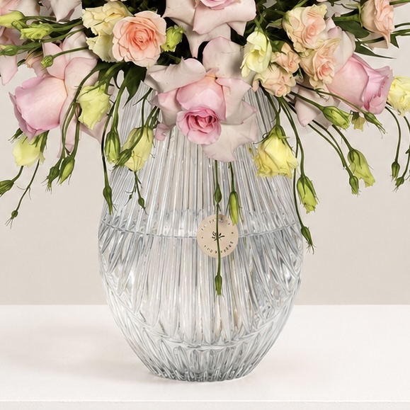 Pink Roses Get Well Arrangement in Luxury Glass Vase – Alhamdulillah Ala Al Salama 4