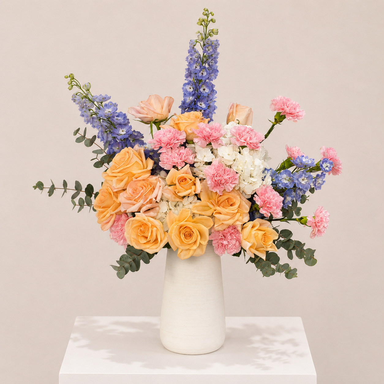 Luxury Mixed Flower Arrangement in White Ceramic Vase | Premium Fresh Flowers | Flori Mart Qatar 2