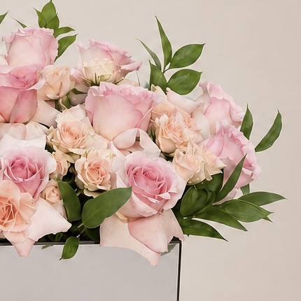 Luxury Happy Birthday Pink & Peach Roses in Mirror Box 6