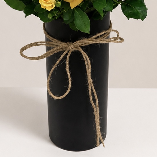 Luxury Yellow Rose Arrangement in Elegant Black Vase | Premium Fresh Flowers | Flori Mart Qatar 3
