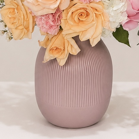 Luxury Pastel Flower Arrangement in Pink Ceramic Vase | Premium Fresh Flowers | Flori Mart Qatar 3