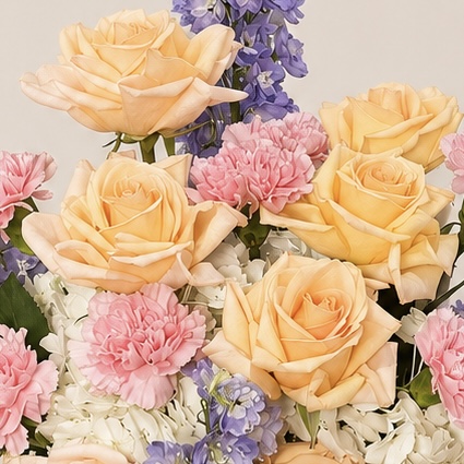 Luxury Mixed Flower Arrangement in White Ceramic Vase | Premium Fresh Flowers | Flori Mart Qatar 5