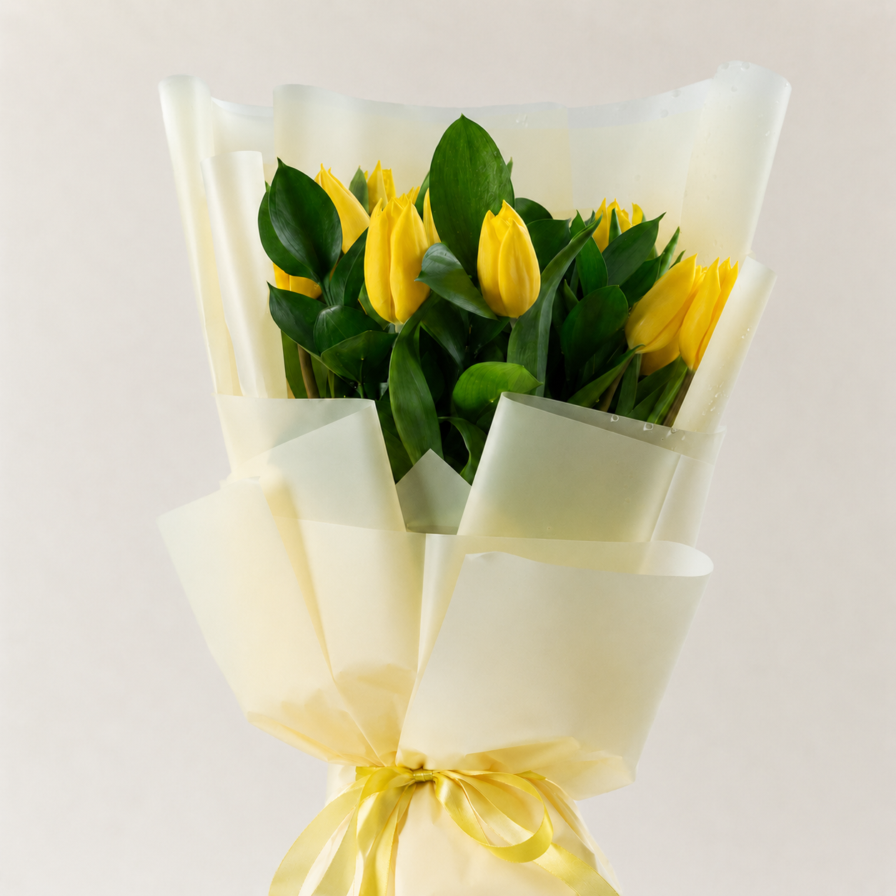 Luxury Yellow Tulip Bouquet with Cream Wrap | Elegant Fresh Flower Gift 2